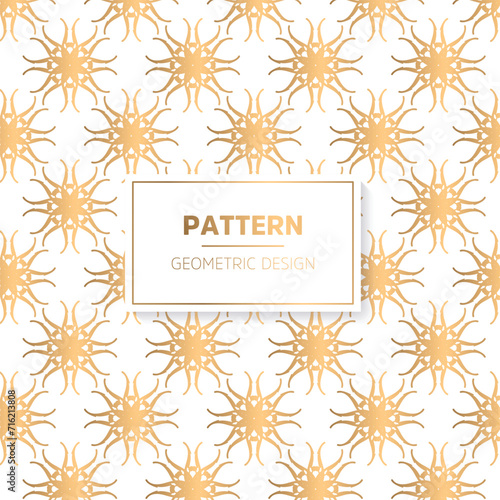 Seamless geometric pattern. Abstract vector background. Gold and white color.