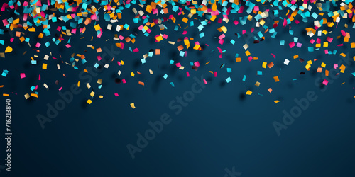 Festive background with multicolored confetti. Festive background with bokeh defocused lights and stars.