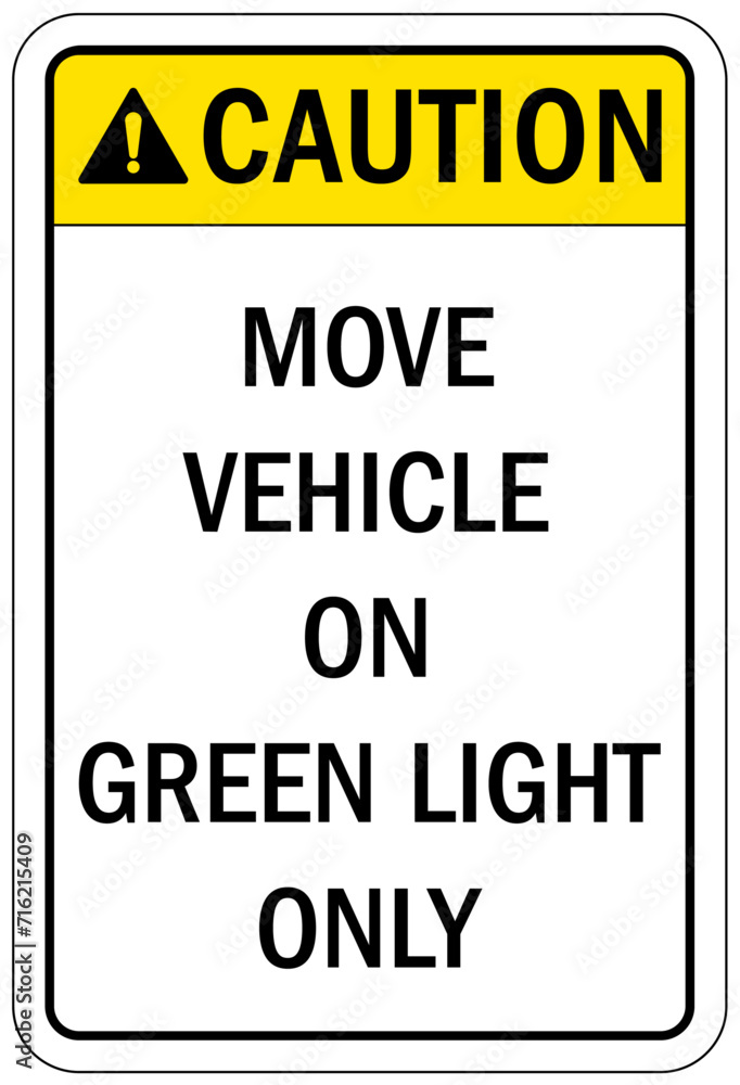 Truck driver sign move vehicle on green light
