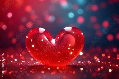 Red heart on bokeh background