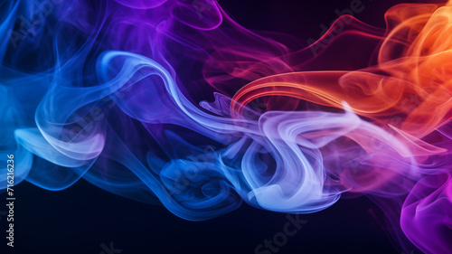 Abstract colorful smoke on dark background
