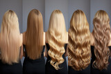 Variety of Blonde Hairstyles from Straight to Curly on Five Women