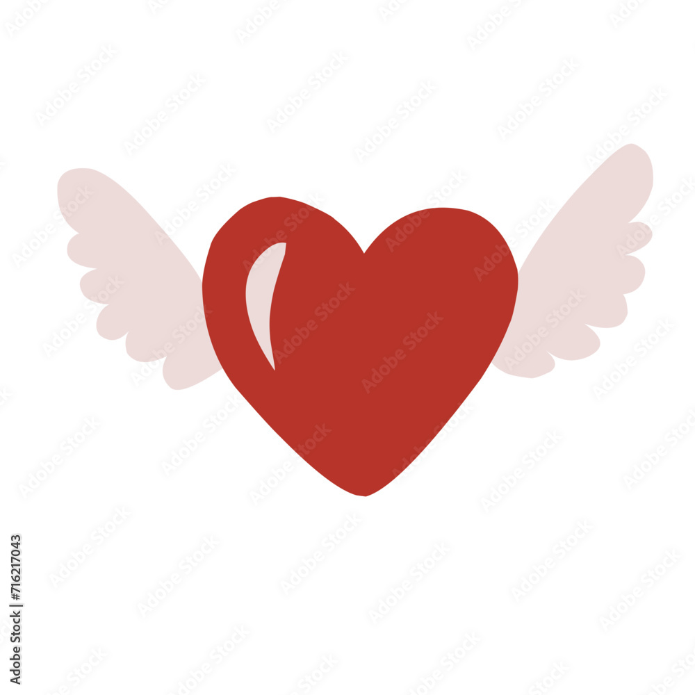 Red heart with wings, Celebration and Happy Valentine's Day Red heart with wings, Celebration and Happy Valentine's Day