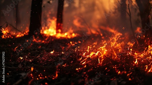 the appearance of a forest fire in dry weather