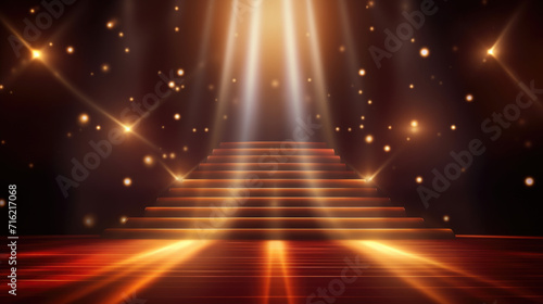 Stage with stairs and bright lights. Perfect for theater productions or concert performances