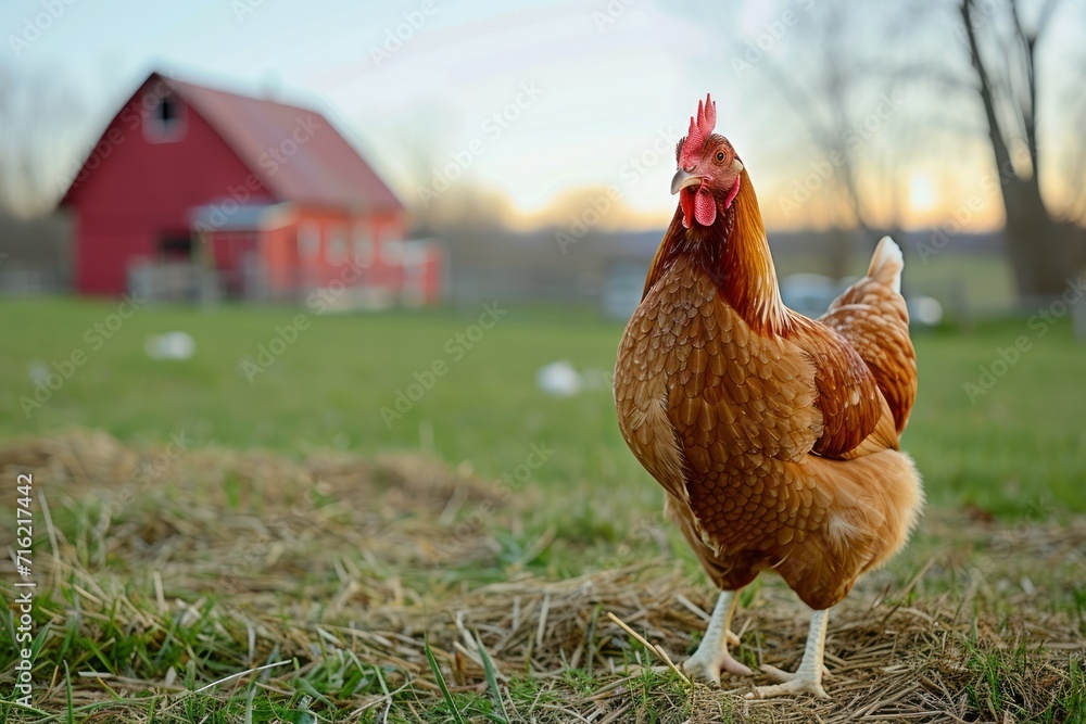 Fototapeta premium a chicken on a farm