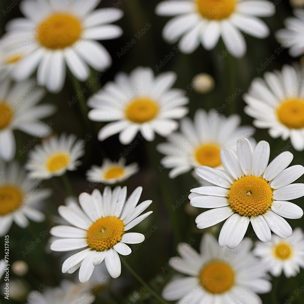 Obraz premium White daisies in the garden. Chamomile field.
