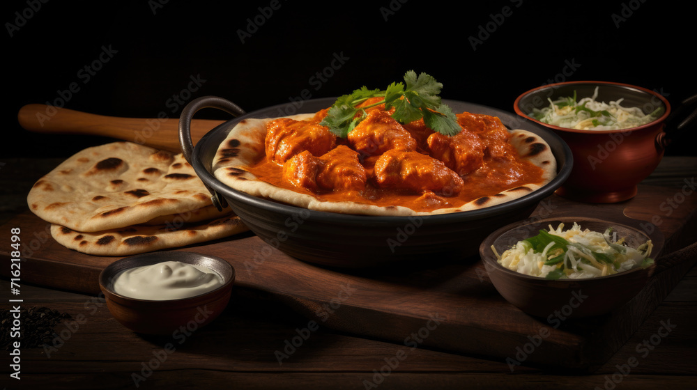Bowl filled with meat and sauce, served alongside pita bread. Perfect for delicious and filling meal. Bowl filled with meat and sauce, served alongside pita bread. Perfect for delicious and filling meal.