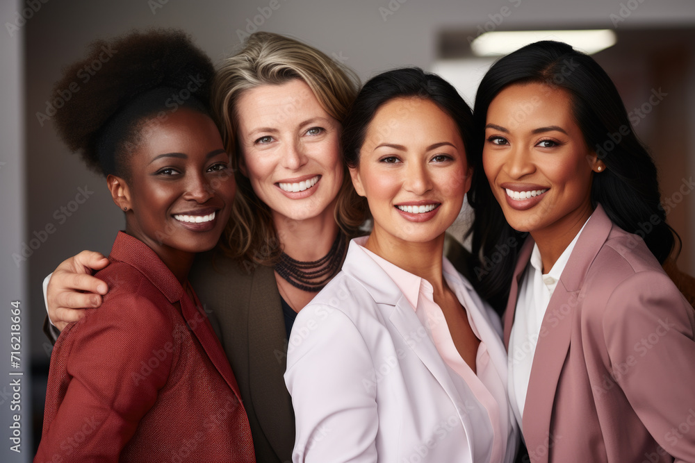 Group of women standing next to each other. Can be used to depict teamwork, friendship, or diversity Group of women standing next to each other. Can be used to depict teamwork, friendship, or diversity