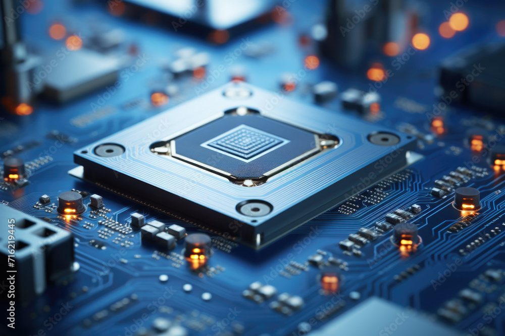 Detailed view of computer motherboard. Perfect for technology-related projects Detailed view of computer motherboard. Perfect for technology-related projects
