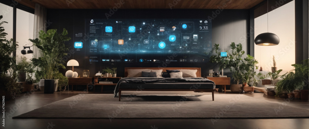 illustrate the concept of the Internet of Things with an image of a smart home, featuring various connected devices and appliances