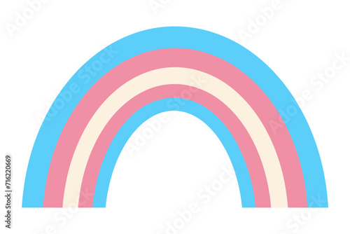 Transgender rainbow. Blue, Pink and White colors. Gender symbol of Female, Male and Trans. Flat vector illustration.