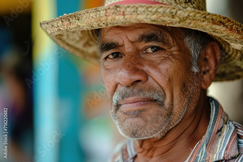 a Man wearing a hat and a straw hat