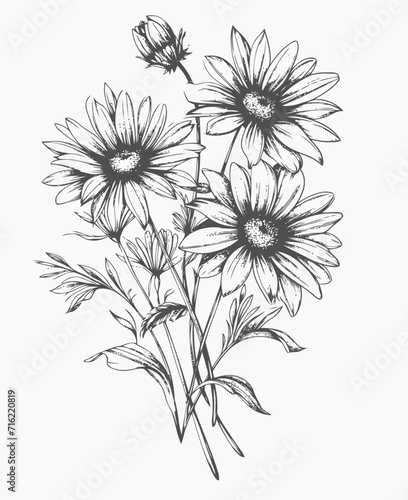 black and white flowers