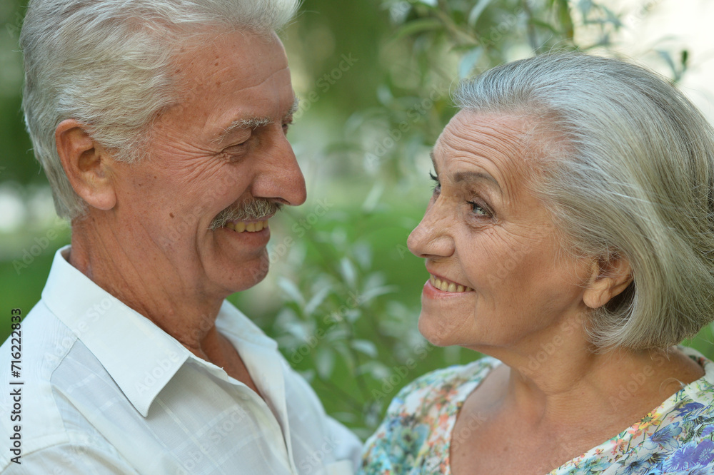Beautiful mature couple in the summer park Beautiful mature couple in the summer park