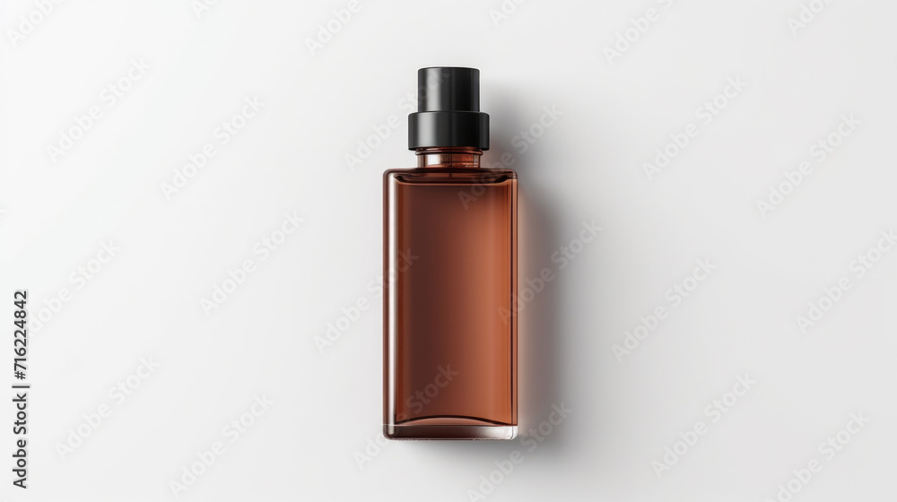 Bottle of perfume placed on clean white surface. Suitable for advertising, beauty, and fashion-related projects Bottle of perfume placed on clean white surface. Suitable for advertising, beauty, and fashion-related projects