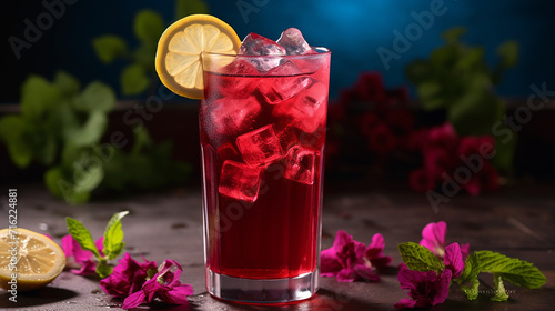 hibiscus iced tea cooler chilled hibiscus tea sweetest refreshing drink photo