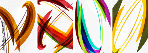 Colorful wave lines poster set for wallpaper, business card, cover, poster, banner, brochure, header, website