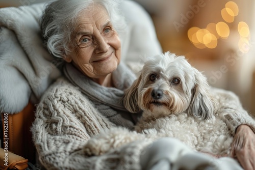 A contented senior citizen in a wheelchair. Generative Ai.