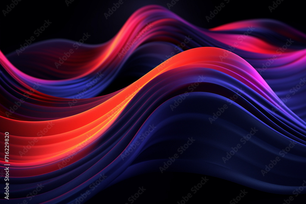 Obraz premium Dark abstract neon wave background created with Generative AI
