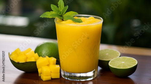 mango chili limeade spicy and sweet limeade with mango slices photo