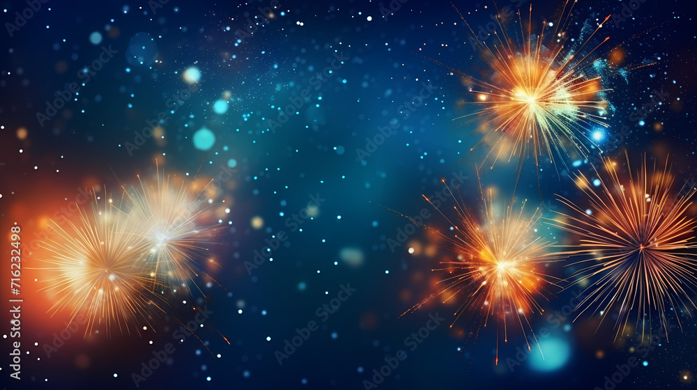 Happy New Year, burning fireworks with bokeh light background Happy New Year, burning fireworks with bokeh light background