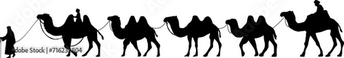Camel Herder Silhouette illustration. Camel Caravan Silhouette