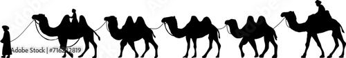 Camel Herder Silhouette illustration. Camel Caravan Silhouette