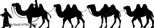 Camel Herder Silhouette illustration. Camel Caravan Silhouette