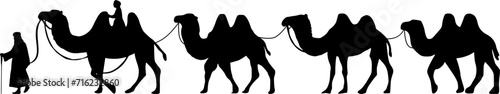 Camel Herder Silhouette illustration. Camel Caravan Silhouette