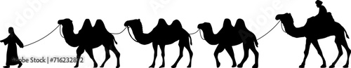 Camel Herder Silhouette illustration. Camel Caravan Silhouette