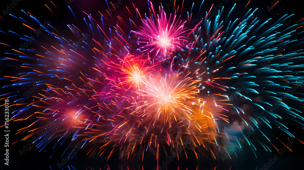 Happy New Year, burning fireworks with bokeh light background Happy New Year, burning fireworks with bokeh light background