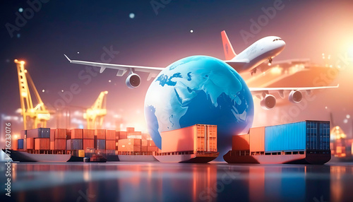 Global business logistics import export background generated by Ai photo