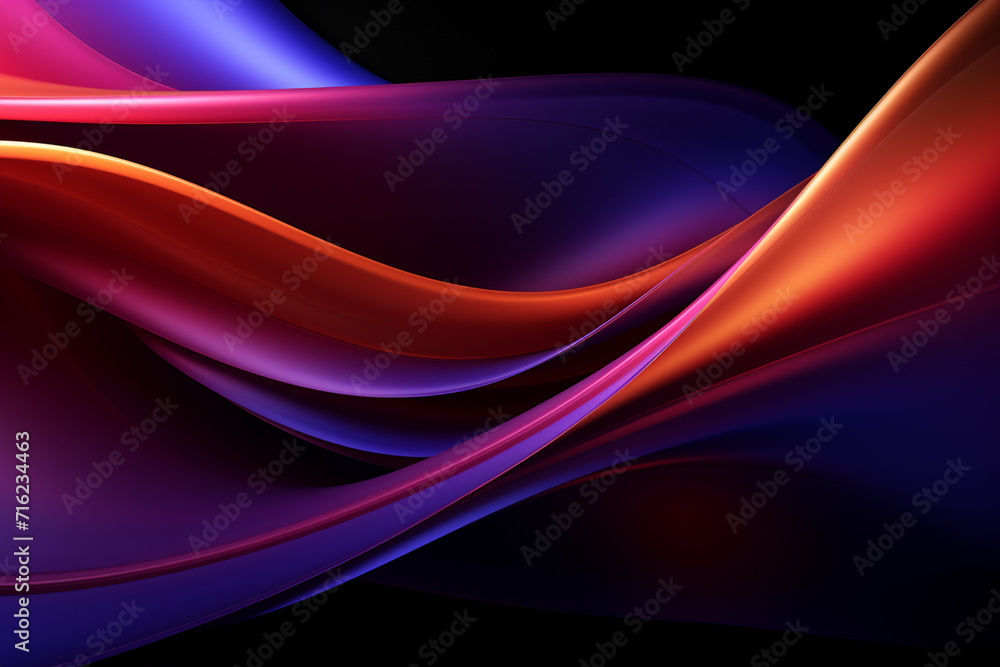 Dark abstract neon wave background created with Generative AI Dark abstract neon wave background created with Generative AI