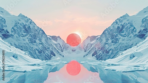 Snowy mountains surrounded by symmetry