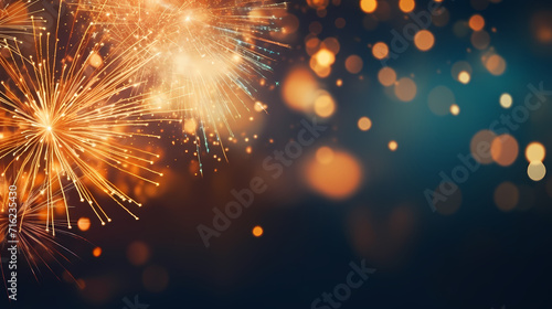 Happy New Year, burning fireworks with bokeh light background © ma