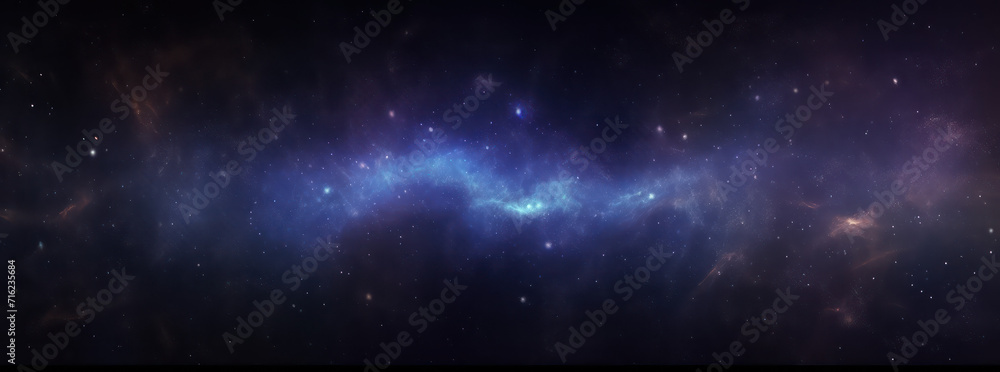 Blue-violet galaxy in space with stars in the background.