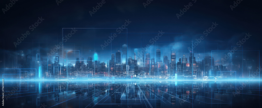 Futuristic city at night time with modern illumination. Futuristic city at night time with modern illumination.
