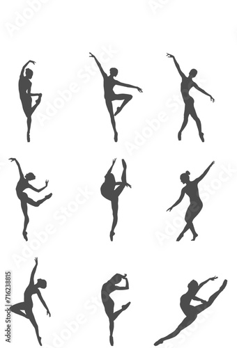 silhouettes of woman ballet dancers