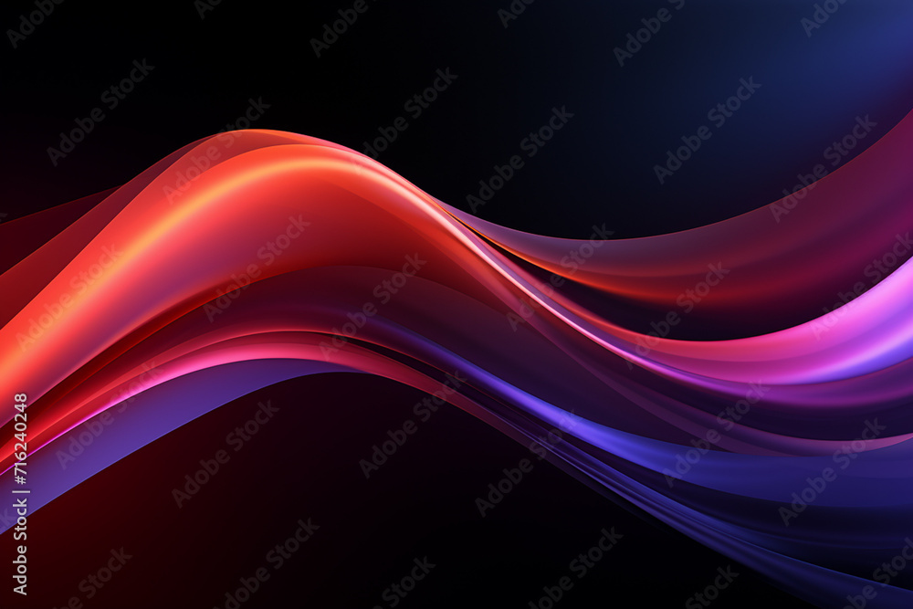 Dark abstract neon wave background created with Generative AI Dark abstract neon wave background created with Generative AI