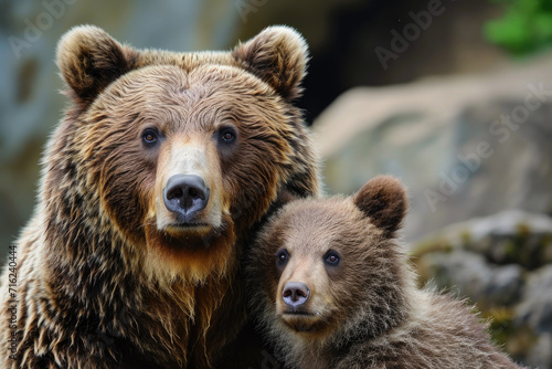 Brown bear. Mother and cub.