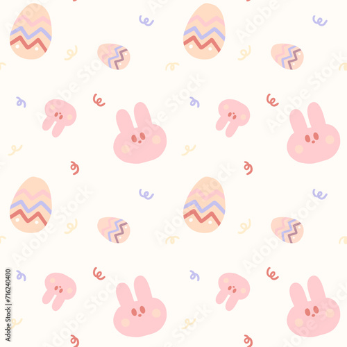 easter egg with rabbit seamless parttern. Pattern for textiles, wrapping paper, wallpapers, backgrounds
