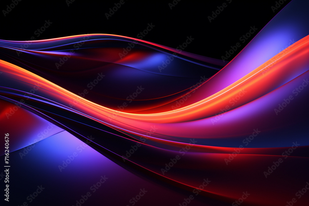 Dark abstract neon wave background created with Generative AI Dark abstract neon wave background created with Generative AI