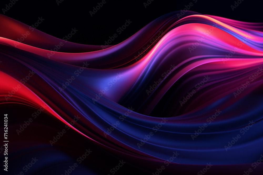 Fototapeta premium Dark abstract neon wave background created with Generative AI