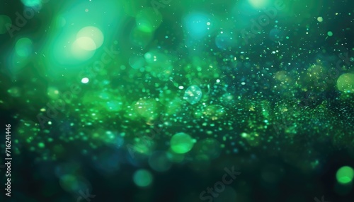 Neon Green Abstract Sparkles Bokeh Background.