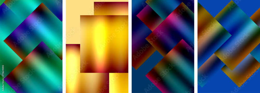Colorful metal square abstract poster backgrounds