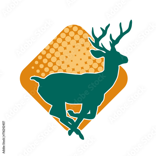 Silhouette of a deer wild forest animal with antlers.