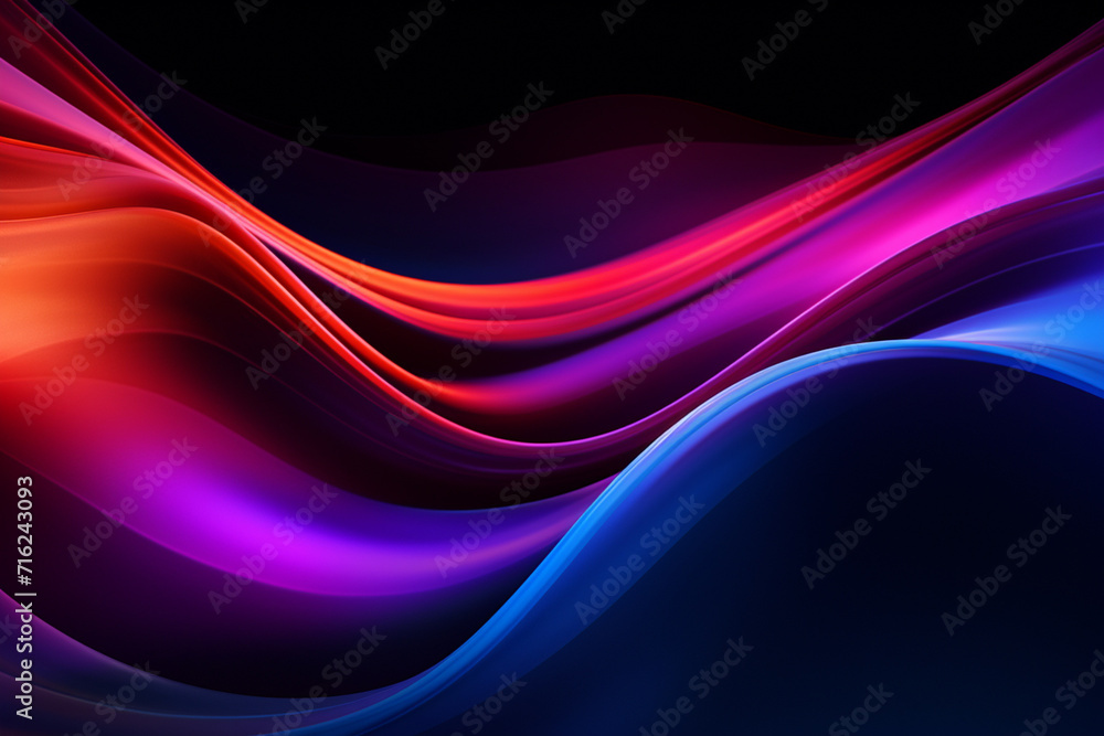 Dark abstract neon wave background created with Generative AI Dark abstract neon wave background created with Generative AI