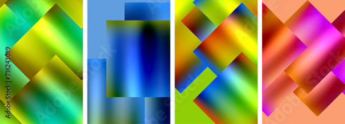 Colorful metal square abstract poster backgrounds