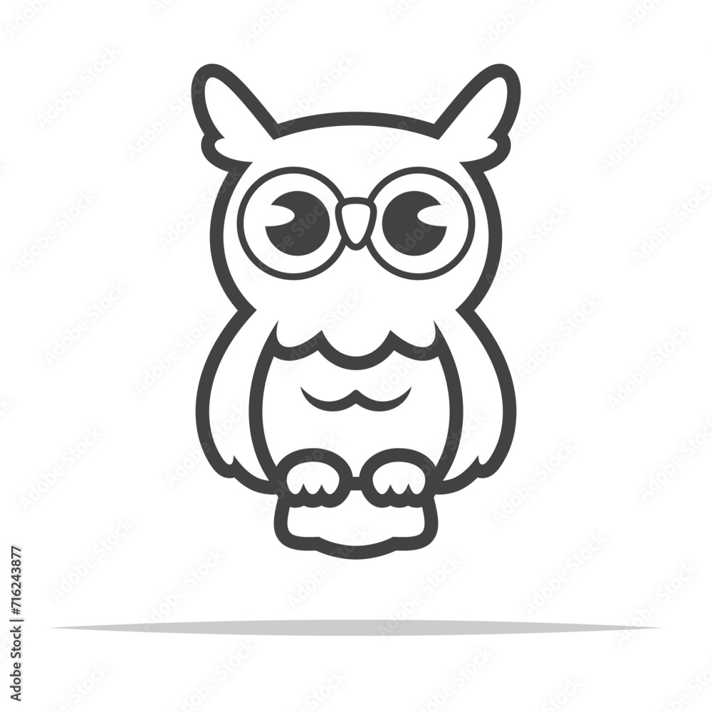 Fototapeta premium Owl outline icon transparent vector isolated